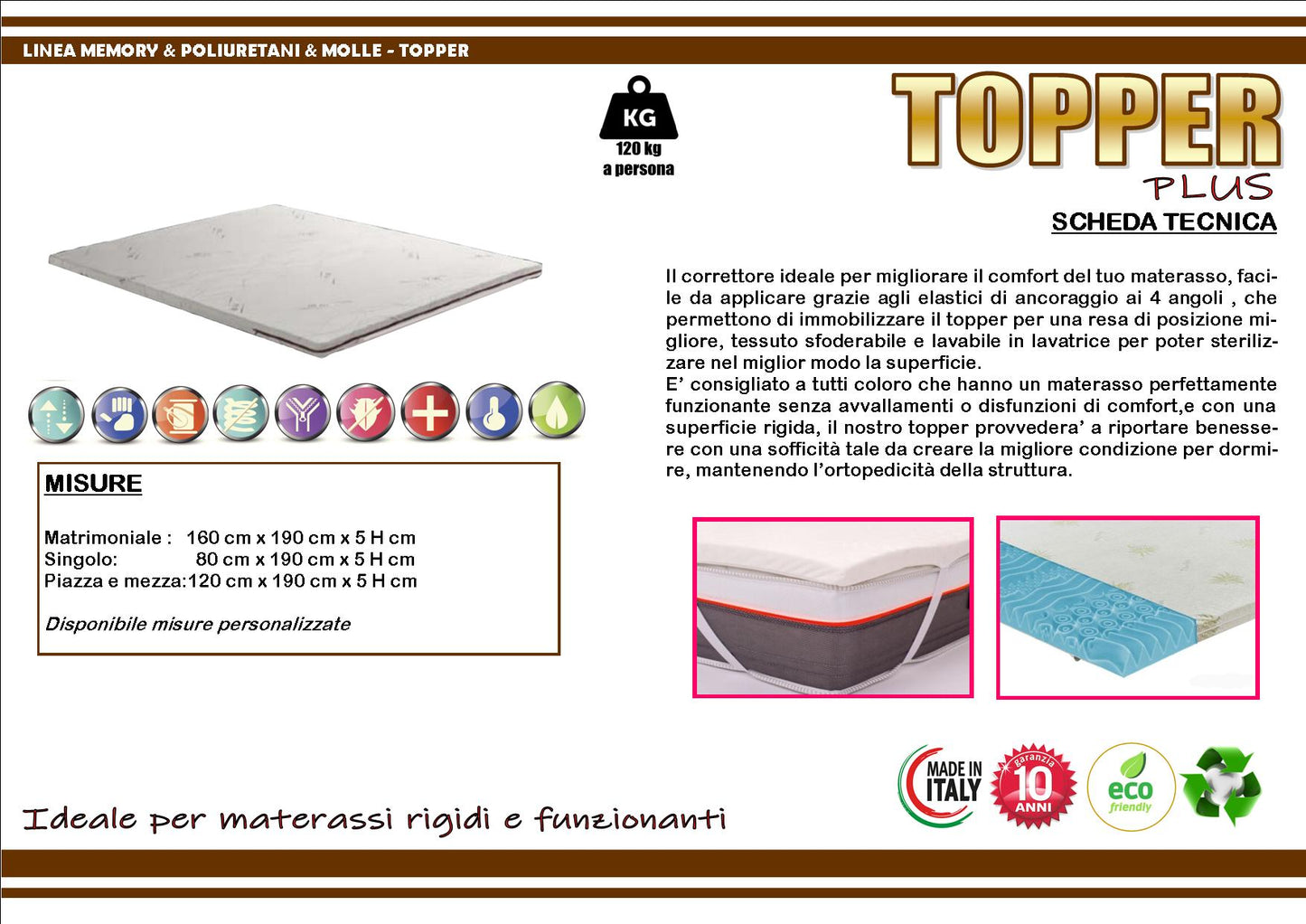 Topper correttore con memory Gel Breeze 11 zone differenziate